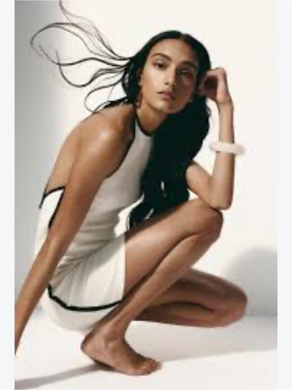 H&M White Halter Slip Dress with Black Trim